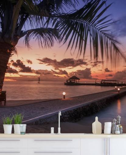 Peaceful Maldives Sunset Photo Wallpaper