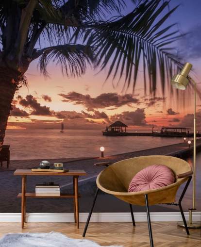 Fredelig Maldiverne Sunset Photo Wallpaper