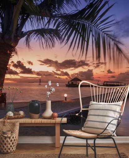 Lugn Maldiverna Sunset Foto Bakgrund