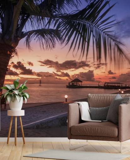 Peaceful Maldives Sunset Photo Wallpaper