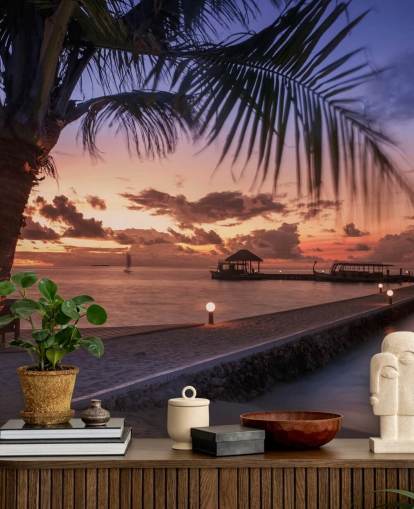 Peaceful Maldives Sunset Photo Wallpaper
