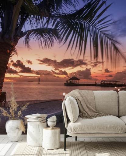 Fredelig Maldiverne Sunset Photo Wallpaper