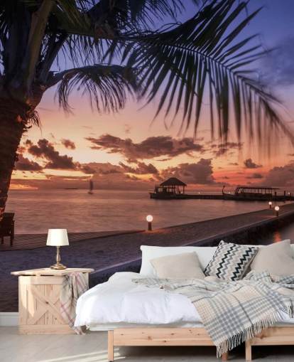 Fredelig Maldivene Sunset Photo Bakgrunn