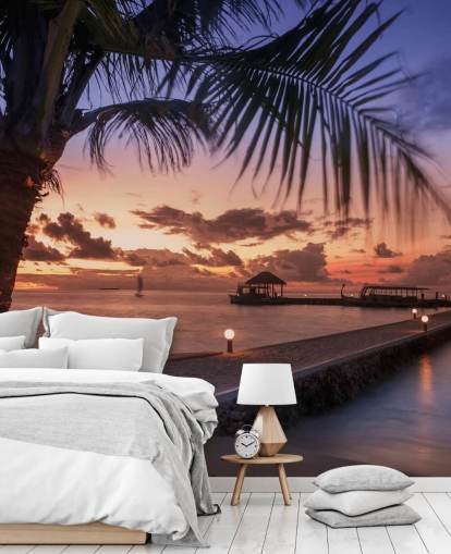 Fredelig Maldiverne Sunset Photo Wallpaper
