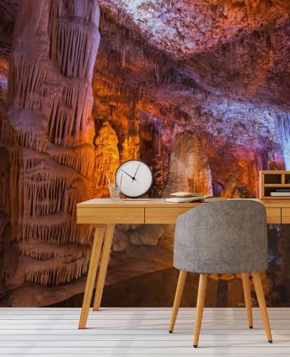 Carta da parati con stalattite nella grotta