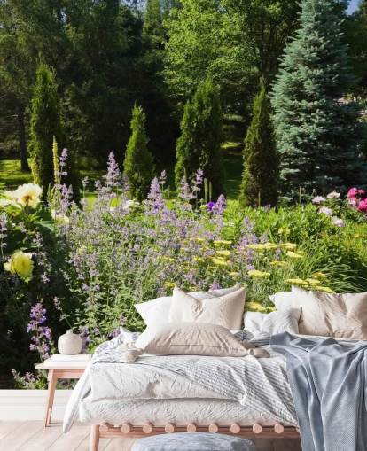 Charming British Garden in Summertime Mural 