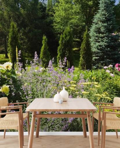 Charming British Garden in Summertime Mural 