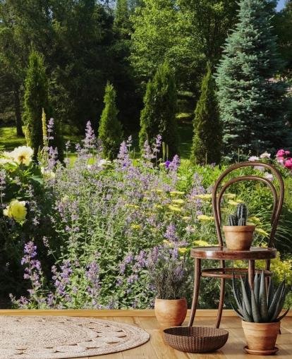 Charming British Garden in Summertime Mural 