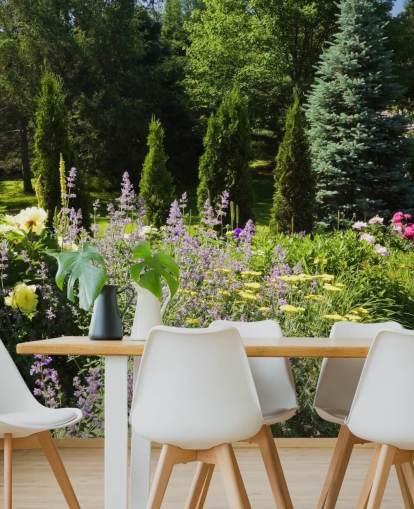 Charmerende British Garden i sommertid vægmaleri 