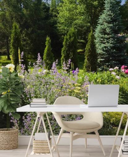 Charming British Garden in Summertime Mural 
