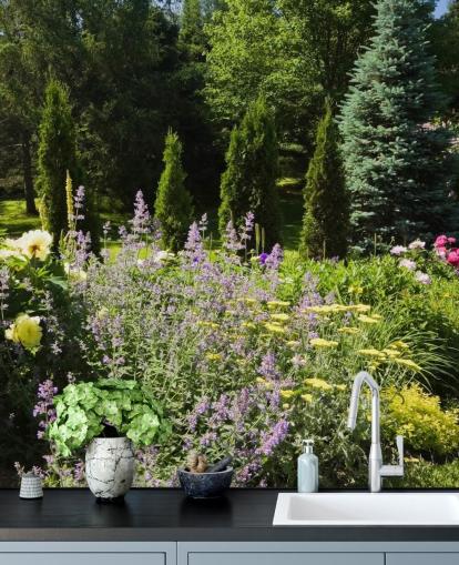 Charming British Garden in Summertime Mural 