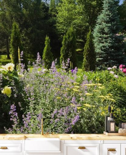Charming British Garden in Summertime Mural 