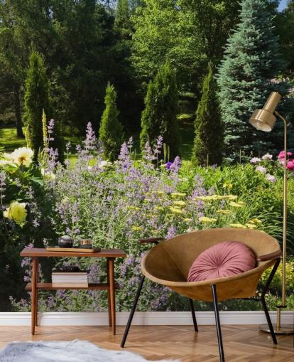 Charmerende British Garden i sommertid vægmaleri Charmerende British Garden i sommertid vægmaleri