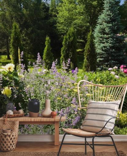 Charming British Garden in Summertime Mural 