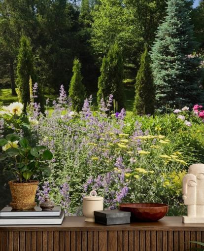 Charmerende British Garden i sommertid vægmaleri 