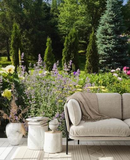 Charming British Garden in Summertime Mural 