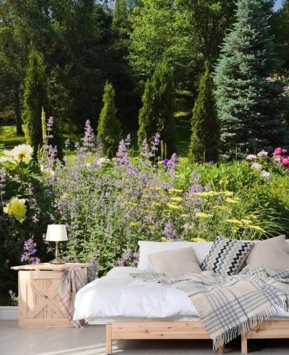 Charming British Garden in Summertime Mural 