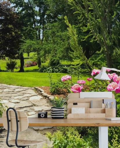 Decorazione murale con giardino di rose