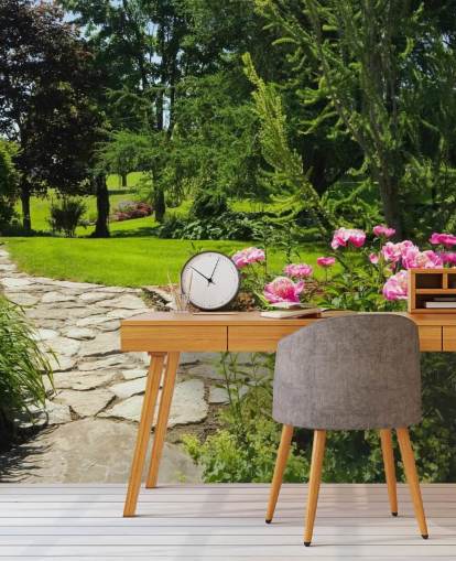 Decorazione murale con giardino di rose