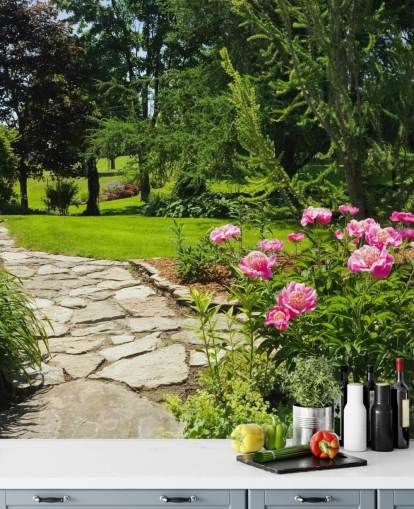 Decorazione murale con giardino di rose