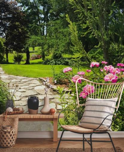 Decorazione murale con giardino di rose