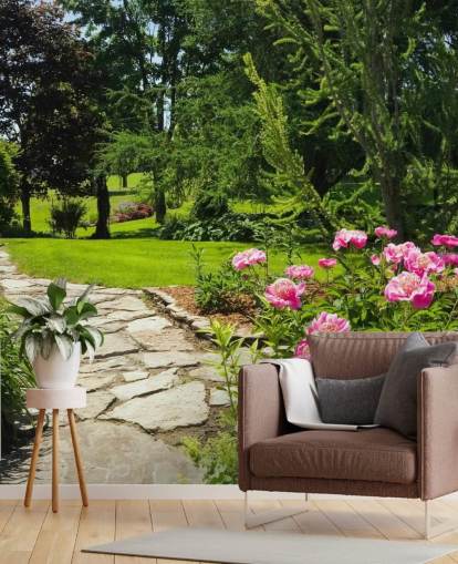 Decorazione murale con giardino di rose