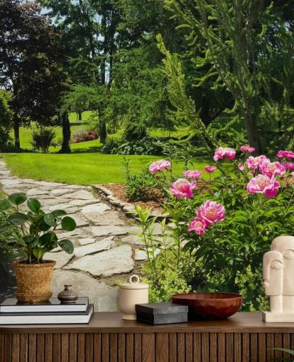 Decorazione murale con giardino di rose