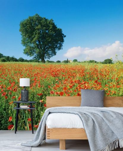 Poppy Field on a Sunny Day Wallpaper
