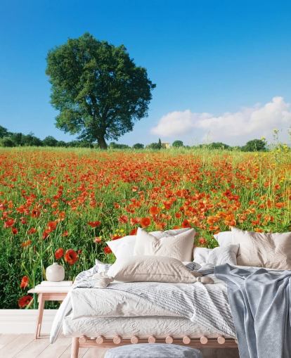 Poppy Field on a Sunny Day Wallpaper