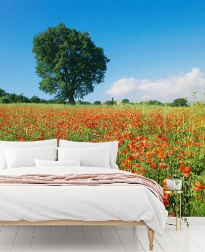 Papel de Parede Poppy Field em um Dia Ensolarado Papel de Parede Poppy Field em um Dia Ensolarado