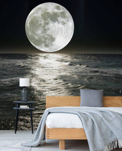 vit anpassningsbar måne tapetväggmålning kallad Moon för sovrum