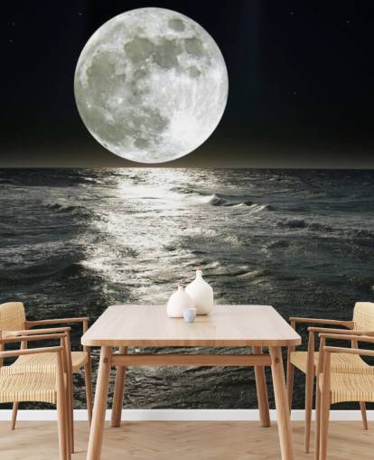 weiße anpassbare Mondtapete namens Mond für Schlafzimmer