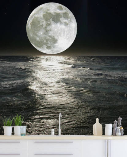 carta da parati murale bianca personalizzabile chiamata Moon per camere da letto carta da parati murale bianca personalizzabile chiamata Moon per camere da letto