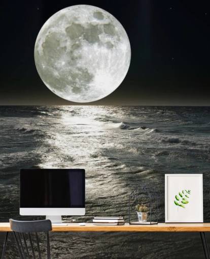 white customisable moon wallpaper mural called Moon for bedrooms white customisable moon wallpaper mural called Moon for bedrooms