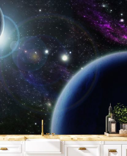 Two Blue Planets Behang