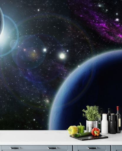 Fondo de pantalla de dos planetas azules Fondo de pantalla de dos planetas azules