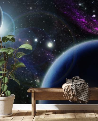 Fondo de pantalla de dos planetas azules