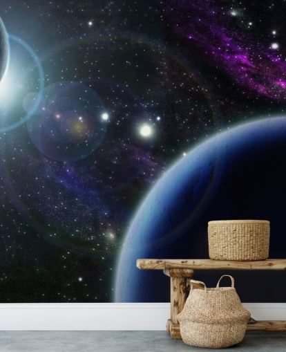 Fondo de pantalla de dos planetas azules