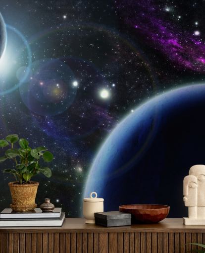 Fondo de pantalla de dos planetas azules