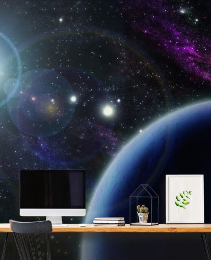 Papel de parede de dois planetas azuis