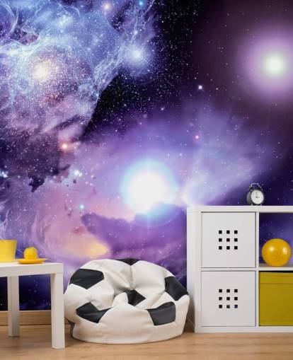 Wandbild „Fantasy Space Nebula“ für Decken und Kinderzimmer, lila, individuell gestaltbar