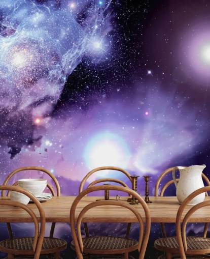 mural de papel pintado espacial personalizado de color morado llamado Fantasy Space Nebula para techos y dormitorios infantiles mural de papel pintado espacial personalizado de color morado llamado Fantasy Space Nebula para techos y dormitorios infantiles