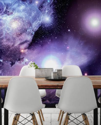 Wandbild „Fantasy Space Nebula“ für Decken und Kinderzimmer, lila, individuell gestaltbar