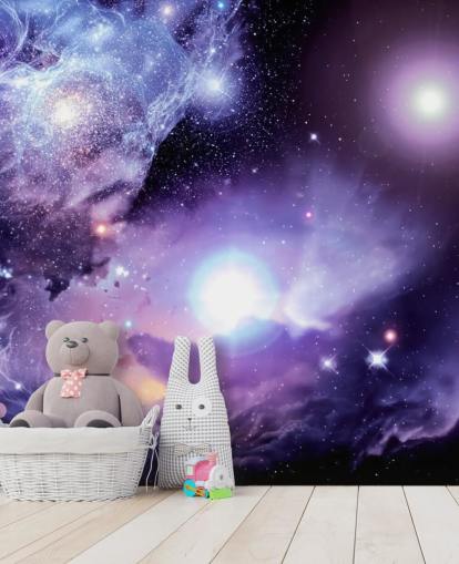 lilla tilpasset romtapetveggmaleri kalt Fantasy Space Nebula for tak og barnas soverom