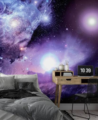 Wandbild „Fantasy Space Nebula“ für Decken und Kinderzimmer, lila, individuell gestaltbar