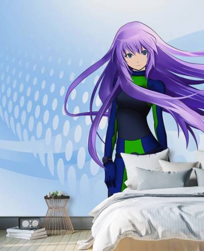 lilla hår anime pige tapet lilla hår anime pige tapet