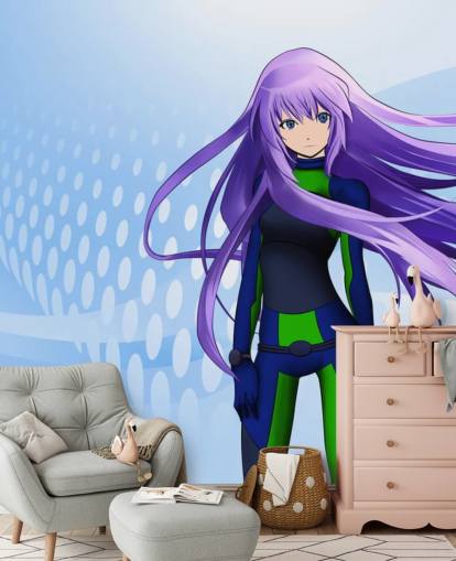 lila haarige Anime-Mädchen-Tapete
