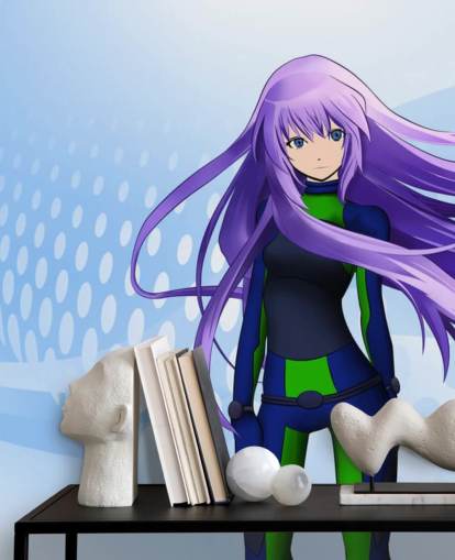 lilla hår anime pige tapet lilla hår anime pige tapet