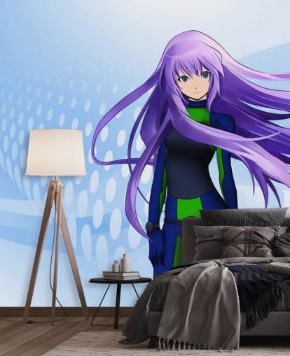 lila haarige Anime-Mädchen-Tapete