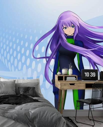 purple haired anime meisje behang